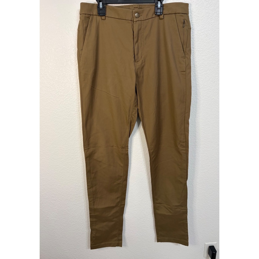 Lululemon Commission Slim Fit Pant Brown 32 Tall Mens Technical Chino Trousers - Picture 3 of 6